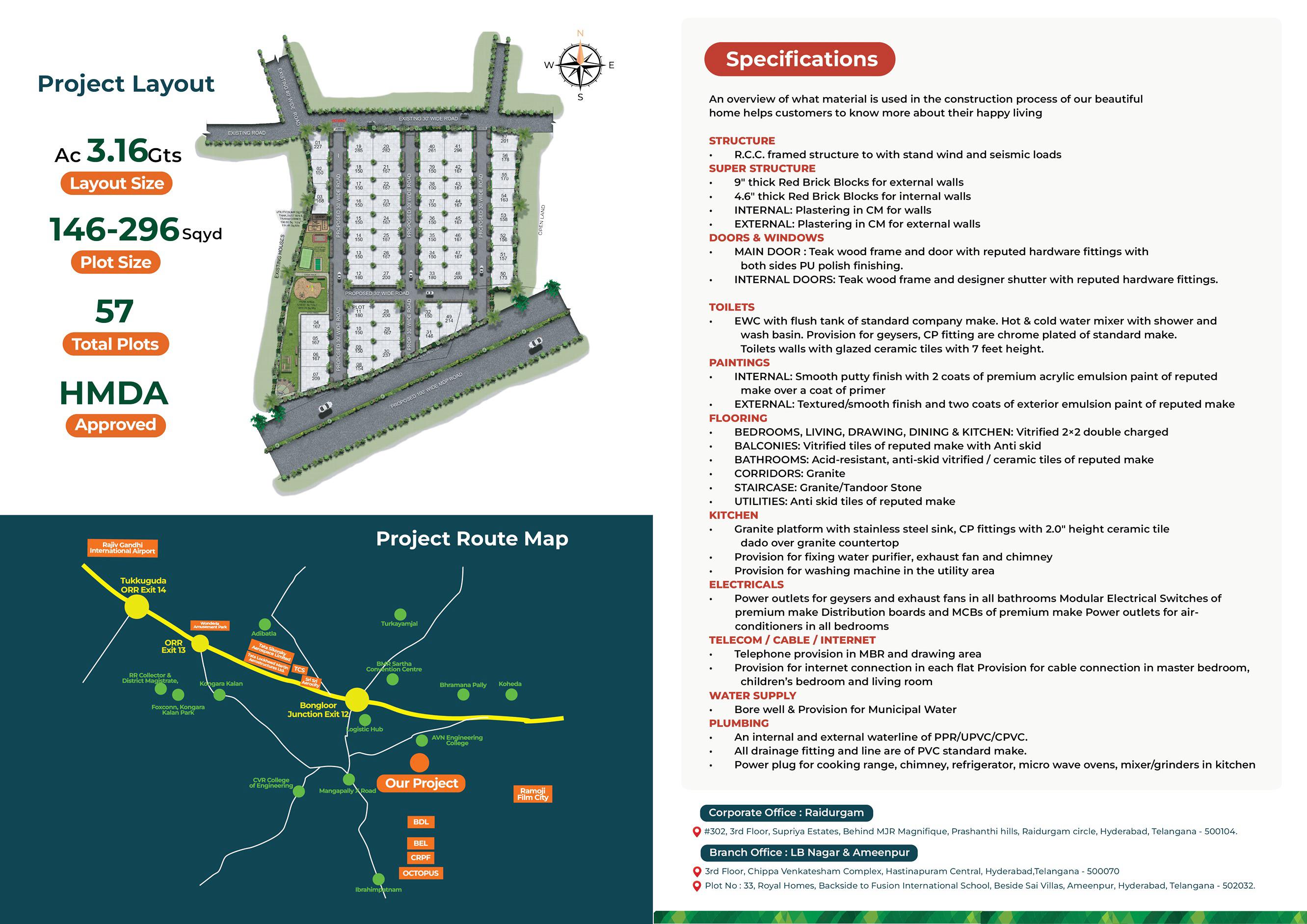   Residential Open Plots For Sale @ Ramdaspally , Exit-12
